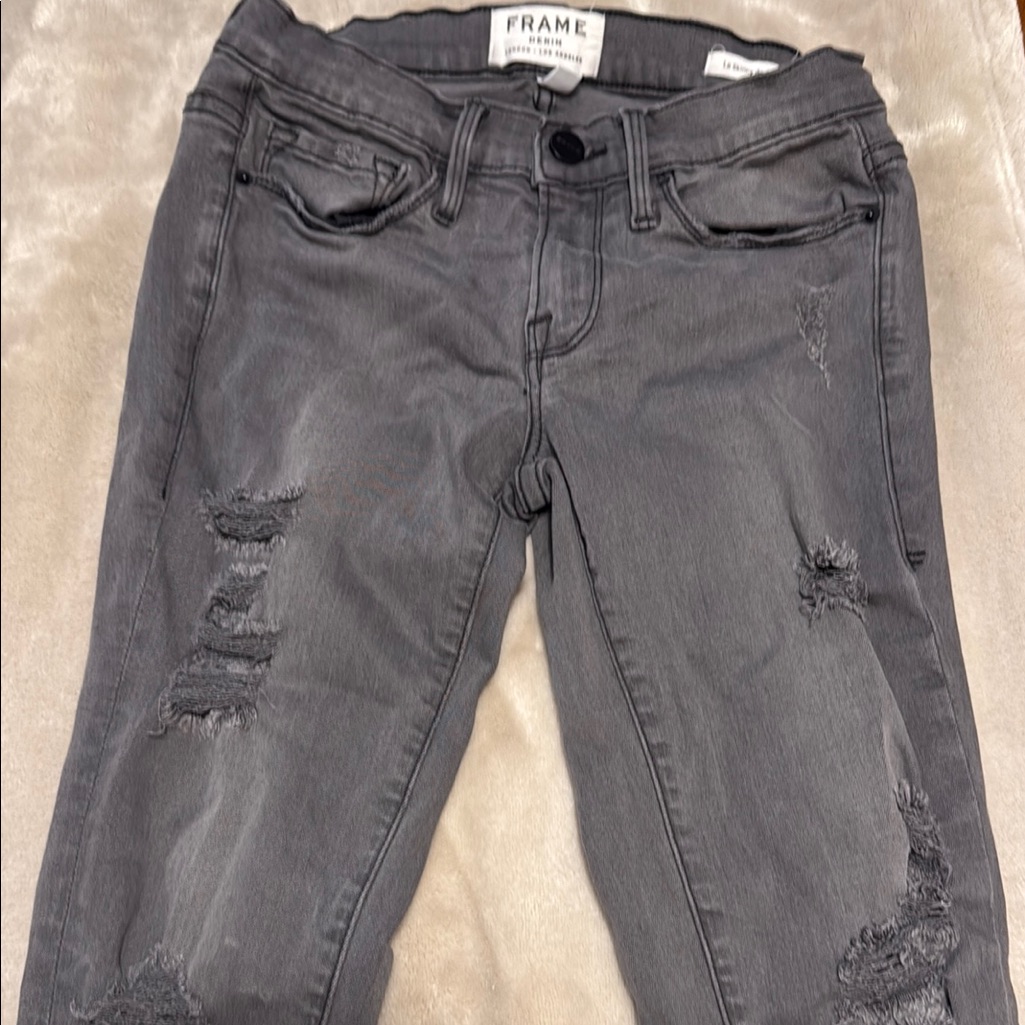 Frame Denim Women's Distressed Gray Jeans